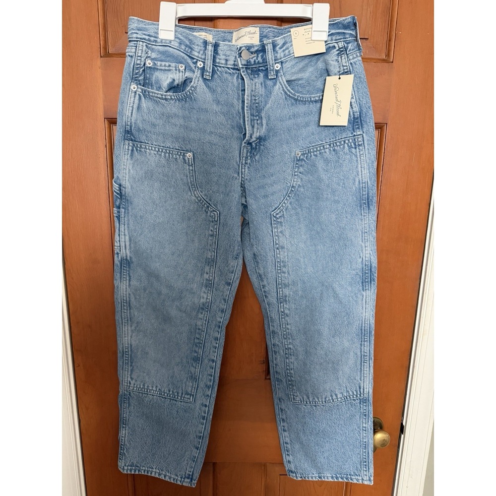 Women's Universal Thread Light Blue Mid-Rise Painter Boyfriend Jeans Size 8